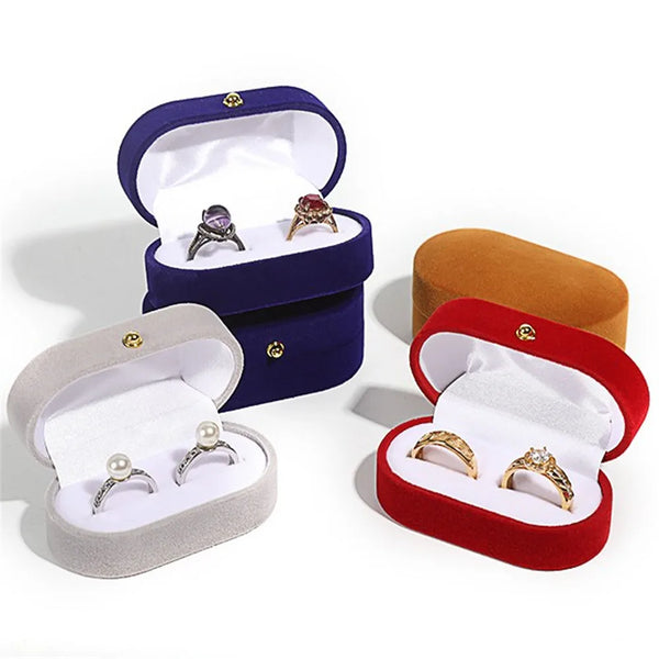 New Velvet Double Ring Box Wedding Diamond Ring Boxes Jewelry Display Organizer Proposal Engagement Ceremony Gifts Storage Cases