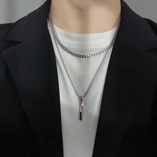 New Spiral Fashion Necklace Simple Personality Hip Hop Men Pendant Boy Pendant Titanium Steel Necklace Jewelry Goth Accessories