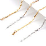 2023 Multi Layer Waterproof Flat Snake Chain Braided Herringbone Chain Necklace Wholesale Stainless Steel Jewelry For Women