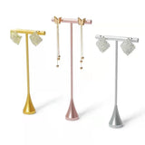 High-End Jewelry Metal Earring Display Shelf T-Shape Ear Stud Holder Rack Gold Silver Pink Black Color Jewelry Organizer