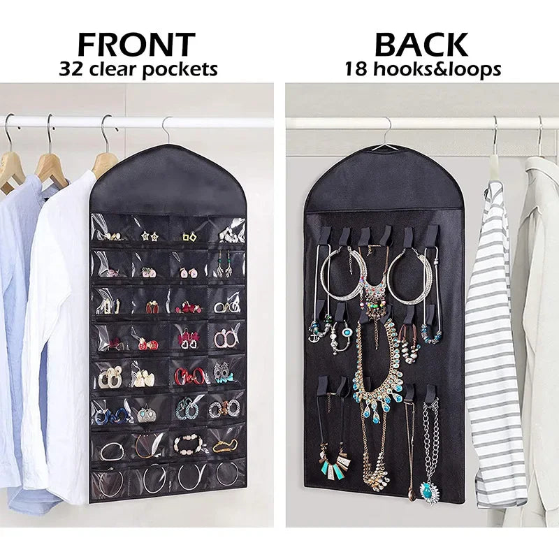 Hanging Storage Bag Jewelry Holder Necklace Bracelet Earring Ring Jewelry Organizers and Storage Jewelry Box ( No Hanger）