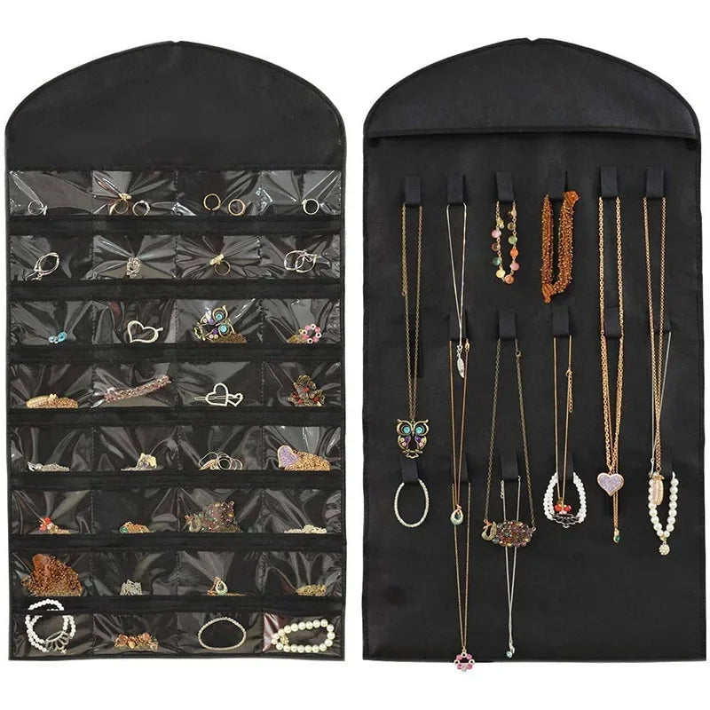 Hanging Storage Bag Jewelry Holder Necklace Bracelet Earring Ring Jewelry Organizers and Storage Jewelry Box ( No Hanger）