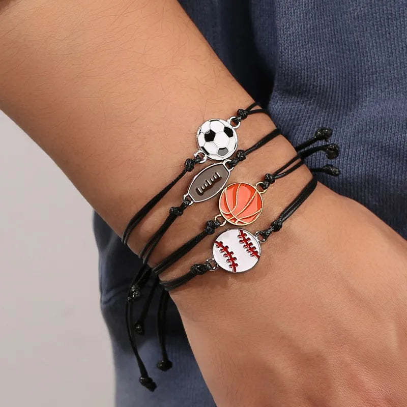 Bracelet tressé à la mode pour le football, le basket-ball, le baseball, corde de poignet réglable, unisexe, pour couple, pour étudiants, match sportif, souvenir