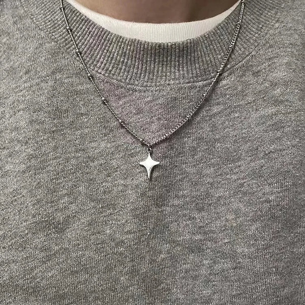 Simple Trendy Star Hollow Choker Necklace Pendant Neck Jewelry Accessories Women Men's Fashion Party Chain Necklace