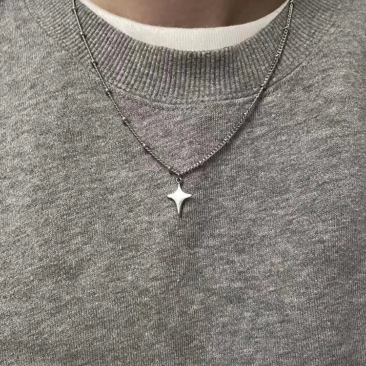 Gargantilla con forma de estrella hueca y colgante para el cuello, accesorio de joyería, cadena de fiesta de moda para hombres y mujeres