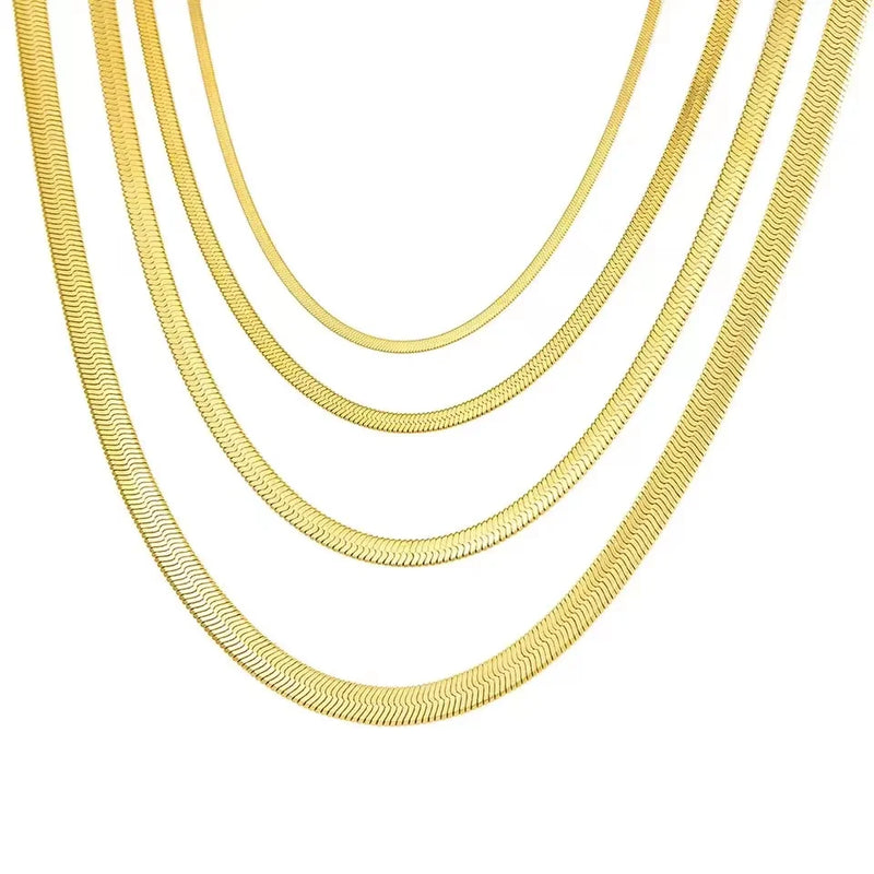 SUNIBI 316L Stainless Steel Snake Chain Necklace for Woman Gifts Choker Herringbone Gold Color Necklaces Women Jewelry Wholesale