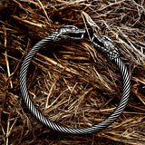 Pulsera de acero inoxidable 316L ajustable con cabeza de lobo doble vikinga clásica de Beier para hombre, joyería de moda con cabezas de serpiente dobles