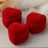 Romantic Wedding Rings Box Red Velvet Heart Shape Jewelry Boxes Engagement Ring Case Valentine's Day Jewelry Rings Gift Box