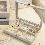 Jewelry Storage Box Earring Ring Necklace Jewelry Display Box Jewelry Classification Dustproof Transparent Flip Lid Jewelry Box