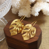 New Fashion Personalized Women's Earrings Stainless Steel  Leaf Shaped Earrings Fashion Waterproof Jewelry Wholesale