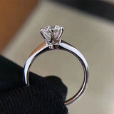 Anillo solitario de plata de ley 925 auténtica con moissanita de 1 ct y circonita cúbica, anillo de compromiso, boda, joyería nupcial para fiesta