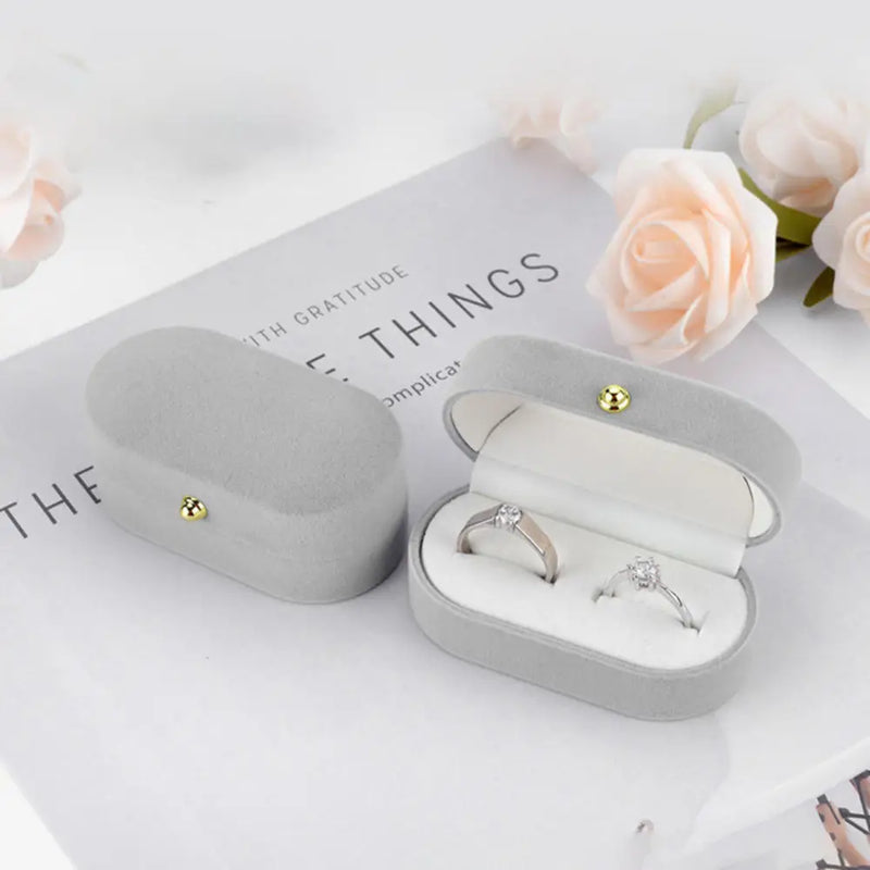 New Velvet Double Ring Box Wedding Diamond Ring Boxes Jewelry Display Organizer Proposal Engagement Ceremony Gifts Storage Cases