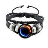 Juego de pulseras con dijes Yin Yang en blanco y negro, colgante de Tai Chi, pulsera ajustable de cuerda de cuero, joyería para hombres y mujeres