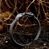 Pulsera de acero inoxidable 316L ajustable con cabeza de lobo doble vikinga clásica de Beier para hombre, joyería de moda con cabezas de serpiente dobles