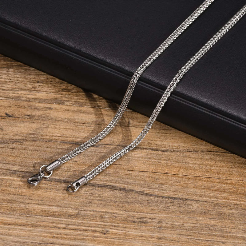 2.4mm Wide Herringbone Chain Necklaces for Men,Silver Color Waterproof Stainless Steel Metal Link Collar,Gift for Him Jewelry