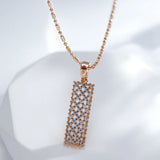 Kinel New Full Natural Zircon Square Pendant Necklace Fashion 585 Rose Gold Color Women Daily Necklace High Quality Fine Jewelry