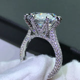 Houtros 10ct Luxury High Carbon Diamond Ring 925 Sterling Silver Solitaire Big Gemstone Ring Party Wedding Fine Jewelry