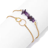 Amethysts Stone Bracelet Purple Natural Chipped Stone Braided Bracelet Adjustable Healing Energy Jewelry For Women Reiki Gifts