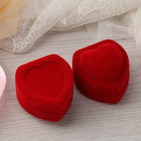 Romantic Wedding Rings Box Red Velvet Heart Shape Jewelry Boxes Engagement Ring Case Valentine's Day Jewelry Rings Gift Box