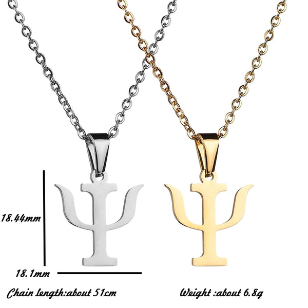 Simple Stainless Steel PSI Symbol Necklaces For Women Psychology Pendant Necklace Greek Letter Girl Jewelry Gift